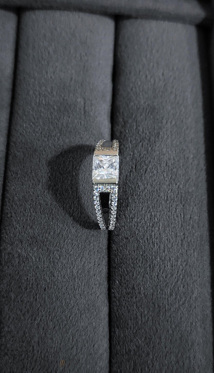 6 mm Moissanite Princess Cut Ring, Engagement Ring For Men, Bezel Setting Ring, Statement 925 Sterling Silver Men's Ring, Christmas Gift