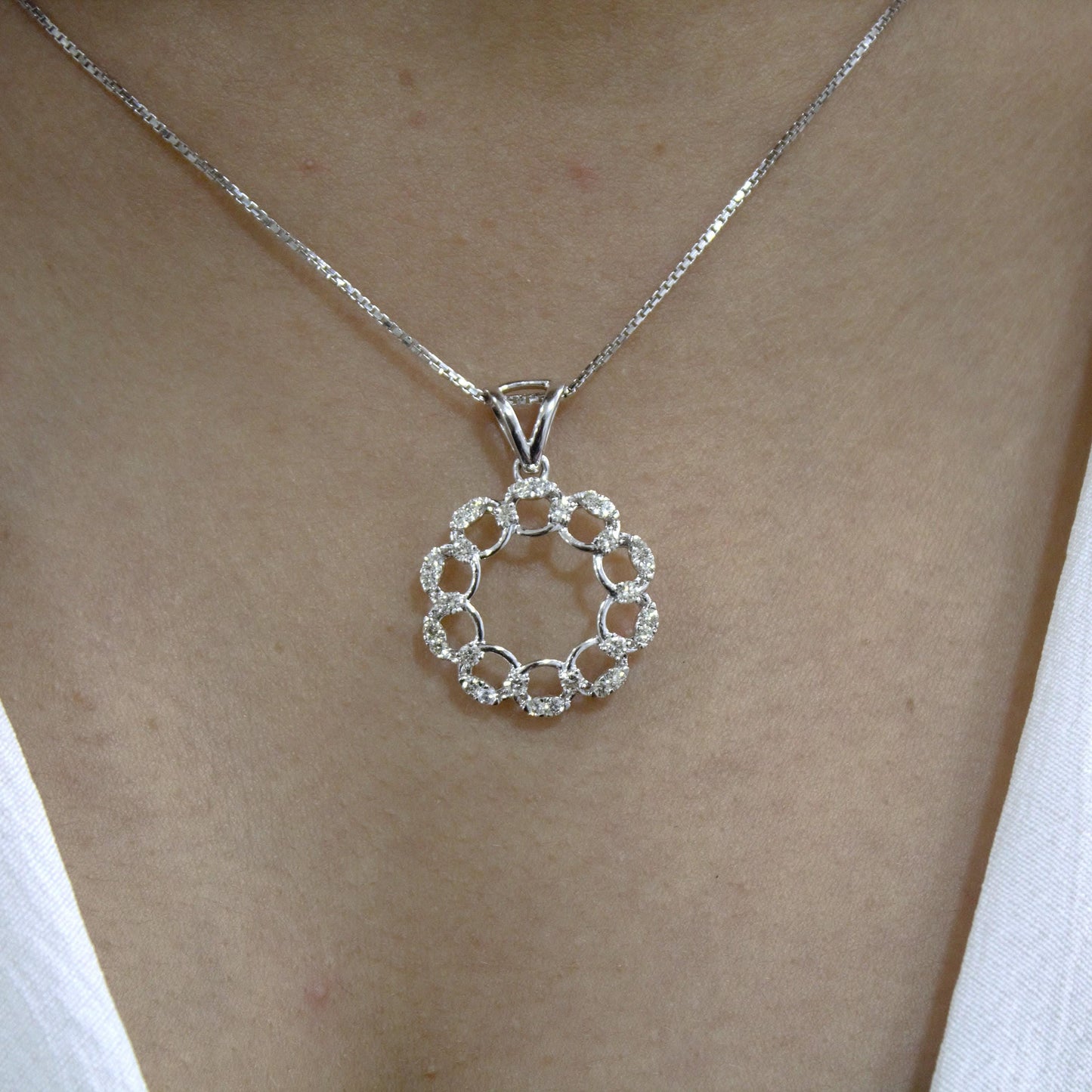 Diamond Jewelry Set in Solid 18k White Gold, Minimalist Pendant Necklace with Stud Earrings, IGI Certified Jewelry, Perfect Gift for Bride