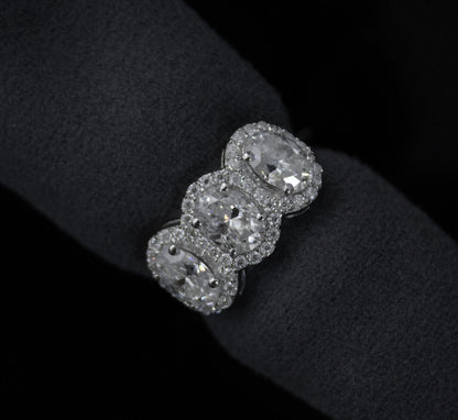 Oval Cut Moissanite White Stone Ring, Wedding/Engagement Ring for Bride, Statement Silver Moissanite Jewelry, Anniversary Gift for Wife