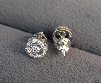 Minimalist Pendant with Chain and Studs, Dainty Real Gold Diamond Necklace & Earrings, 18k Solid White Gold Necklace Earring Combo Set