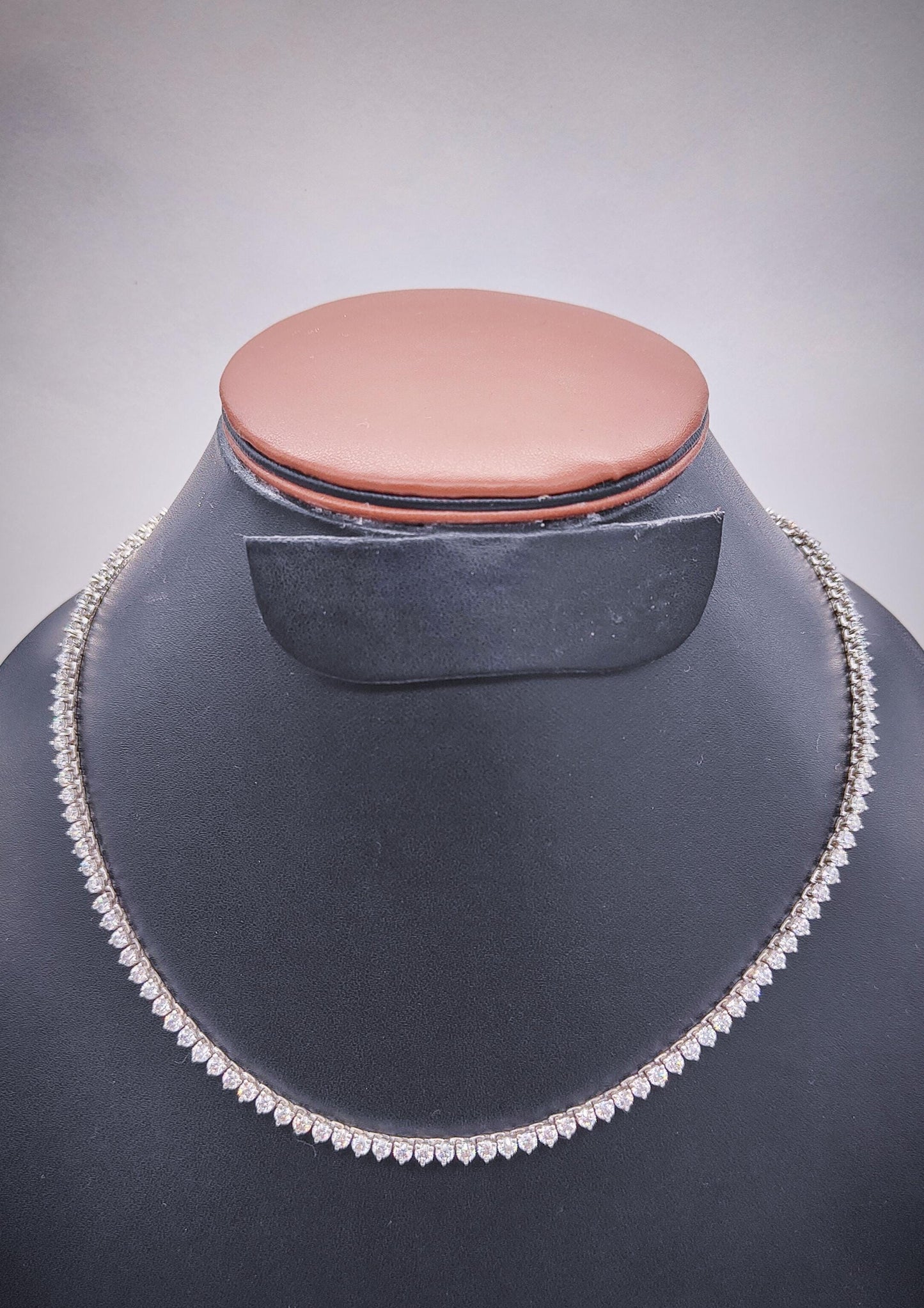 Three Prong Moissanite Tennis Necklace, 925 Sterling Silver Handmade Necklace, 3mm/4mm Moissanite Silver Chain, Ready To Ship Necklace