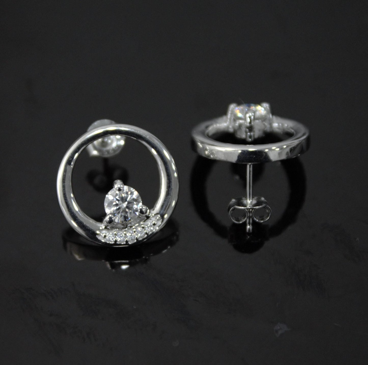 Round Moissanite Stud Earring for Women, Statement Stud Earring Silver, Round Cut Earrings, 925 Sterling Silver Studs, Perfect Birthday Gift