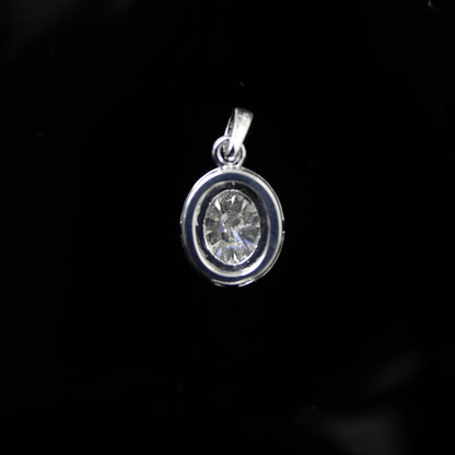 Moissanite 925 Sterling Silver Pendant, Oval Cut White Stone Pendant for Men and Women, Minimalist Pendant for Chain, Silver Charm Pendant