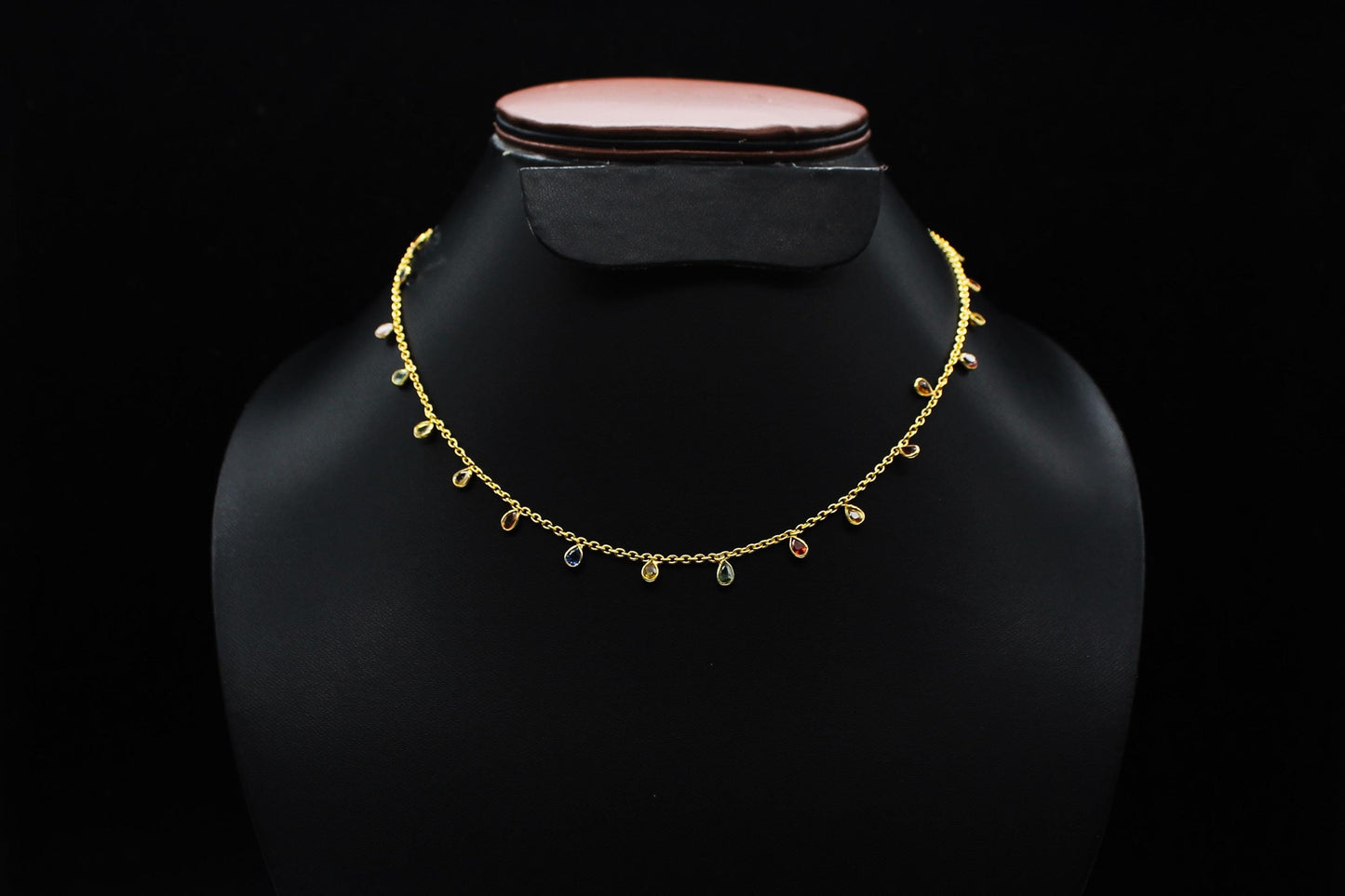 Multi Sapphire Charm Necklace, Rainbow Sapphire Jewelry, 925 Sterling Silver Necklace, Handmade Necklace for Bride, Minimalist Necklace