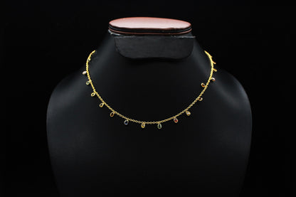 Multi Sapphire Charm Necklace, Rainbow Sapphire Jewelry, 925 Sterling Silver Necklace, Handmade Necklace for Bride, Minimalist Necklace