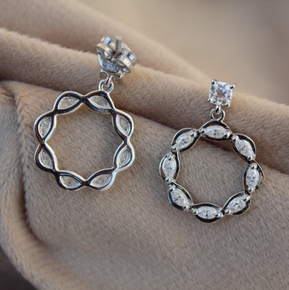 White Moissanite Stud Hoop Earrings, 925 Sterling Silver Hoop Earrings for Women, Statement Moissanite Jewelry, Anniversary Gift for Wife