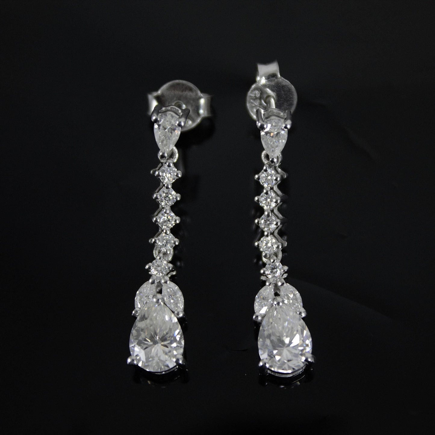 Drop and Dangle Moissanite Silver Earrings, 925 Sterling Silver Long Dangle Earrings for Women, Moissanite Jewelry, Propose Gift for Her