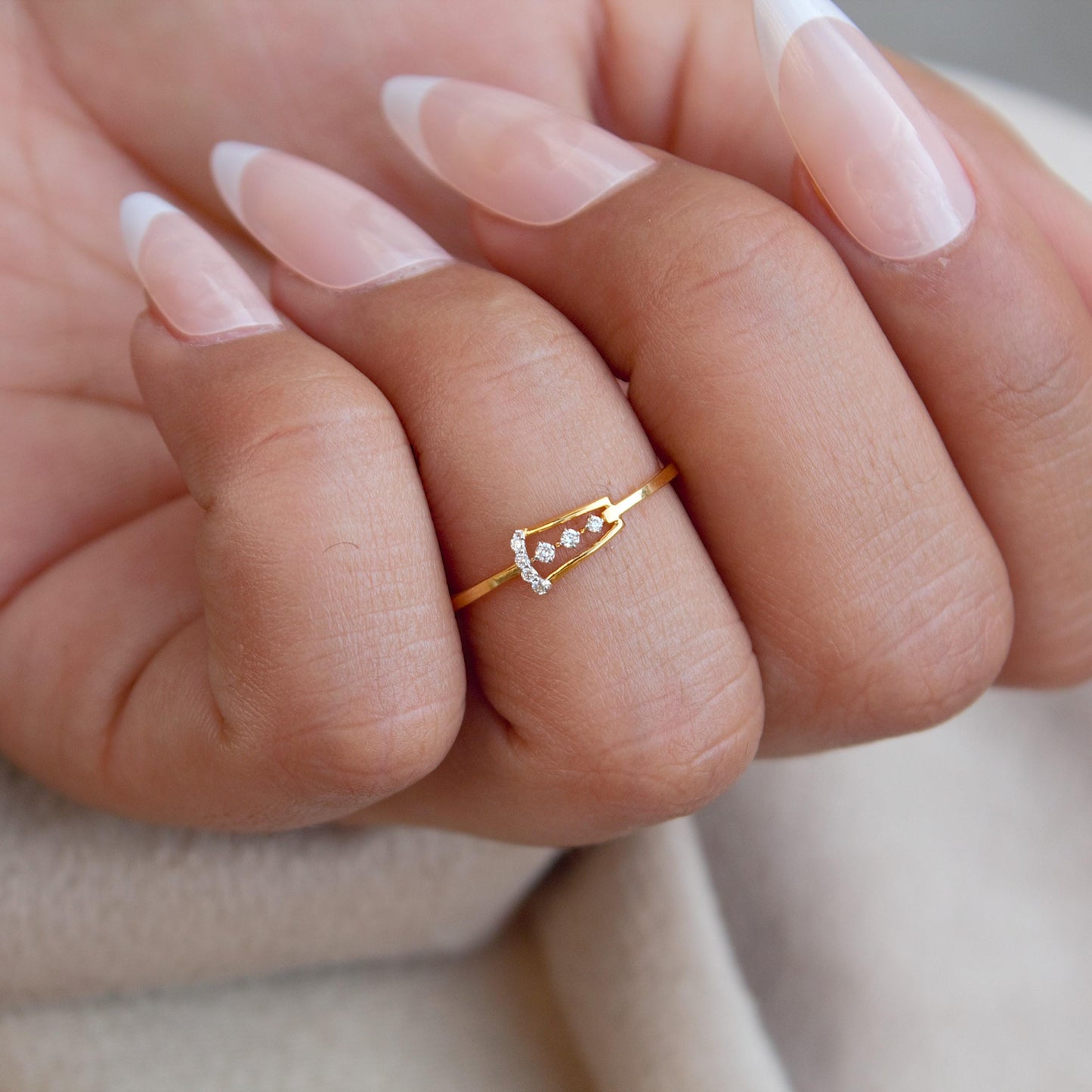 18K Solid Gold Ring, 0.94 Carat Natural Diamond Ring, Dainty Proposal Diamond Gold Ring, GH - VS SI Diamond Ring For Her, Certified Jewelry