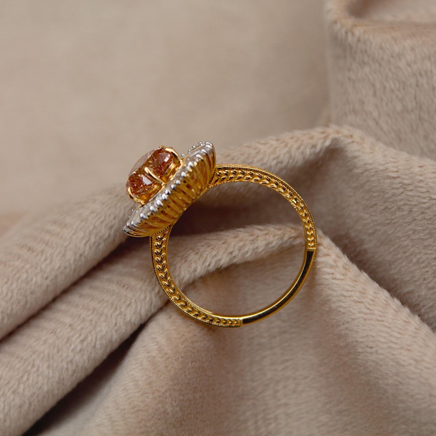 Natural Diamond with Lab Grown Diamond Heart Ring, 18K Solid Yellow Gold Ring, Heart Shape Engagement Ring for Bride, Baguette Diamond Ring