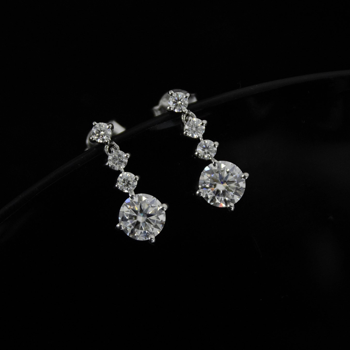 Round Cut Moissanite Silver Dangle Earrings, Push Back Silver Earrings, 925 Sterling Silver Handmade Earrings, Perfect Birthday Gift for Her