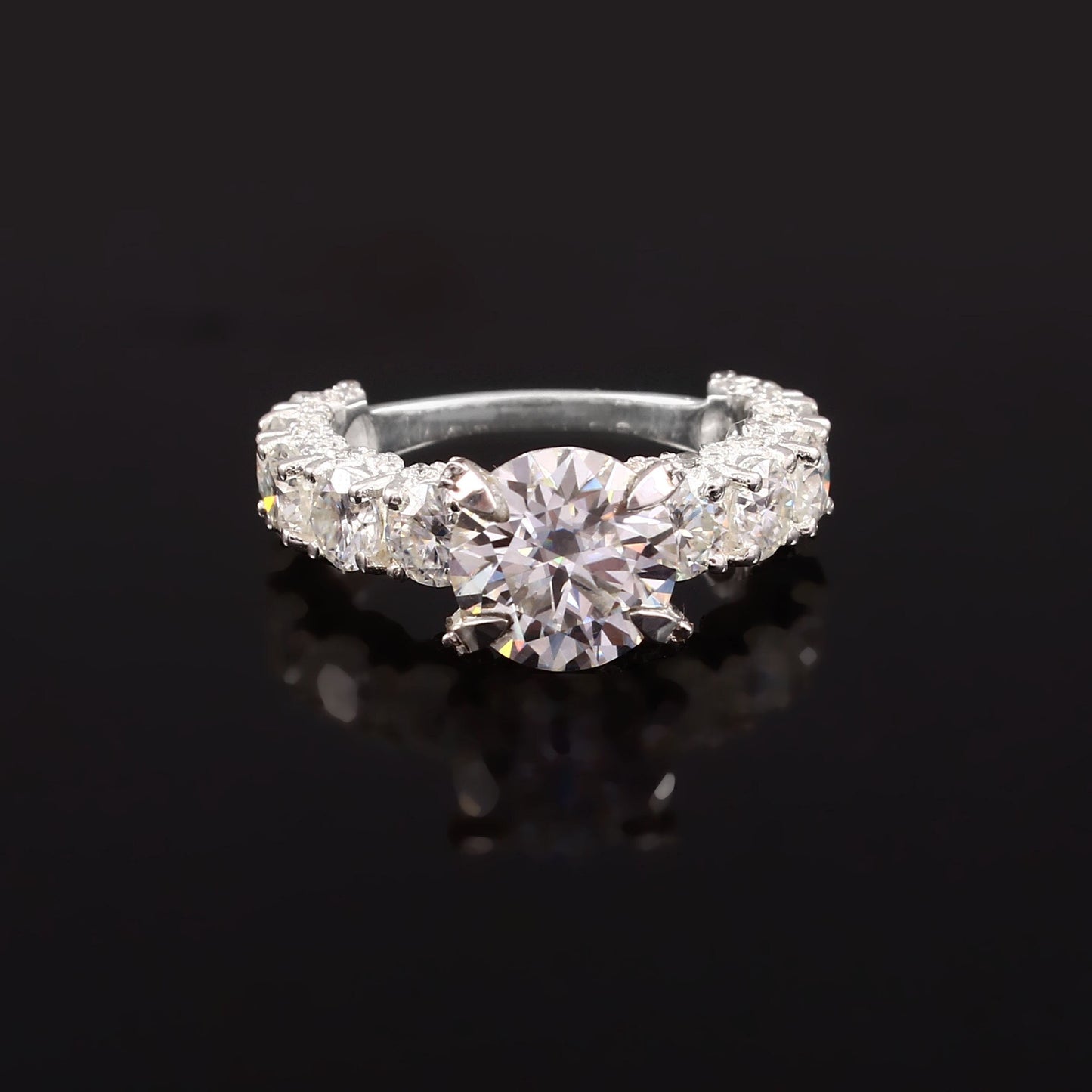 Round Moissanite Ring, Prong Setting Gold Ring, Moissanite Handmade Jewelry, Simulated Diamond Solitaire Ring, Anniversary Gift For Love