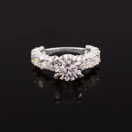 Round Moissanite Ring, Prong Setting Gold Ring, Moissanite Handmade Jewelry, Simulated Diamond Solitaire Ring, Anniversary Gift For Love