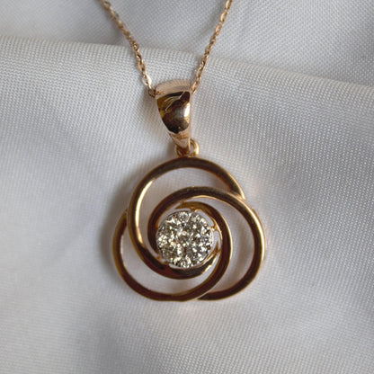 Real Diamond Solitaire Necklace Set, Round Cut Pendant with Stud Earrings,18k Rose Gold Charm Pendant, Tiny Stud Earrings, Gift for Daughter