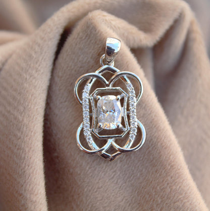 Solid 925 Sterling Silver Elongated Cushion Cut Moissanite Pendant, Minimalist Charm Pendant for Chain, Solitaire Pendant, Wedding Gift