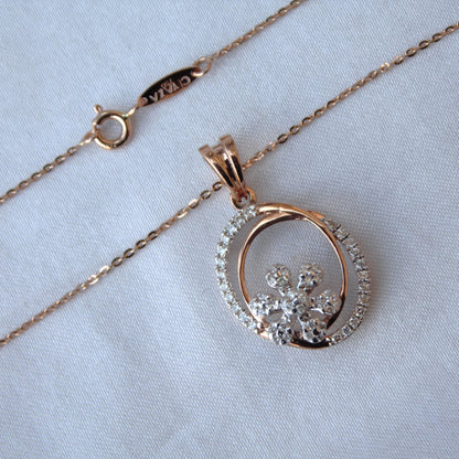 IGI Certified Diamond Gold Jewelry Set, 18k Rose Gold Pendant Necklace with Stud Earrings, Designer Gold Jewelry for Women, Wedding Gift