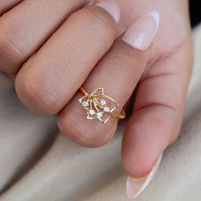 7 US Gold Ring, IGI Certified Diamond Jewelry, 0.08 Carat Natural Diamonds With IGI Certified Diamond Jewelry, Delicate Gold Ring For Gift