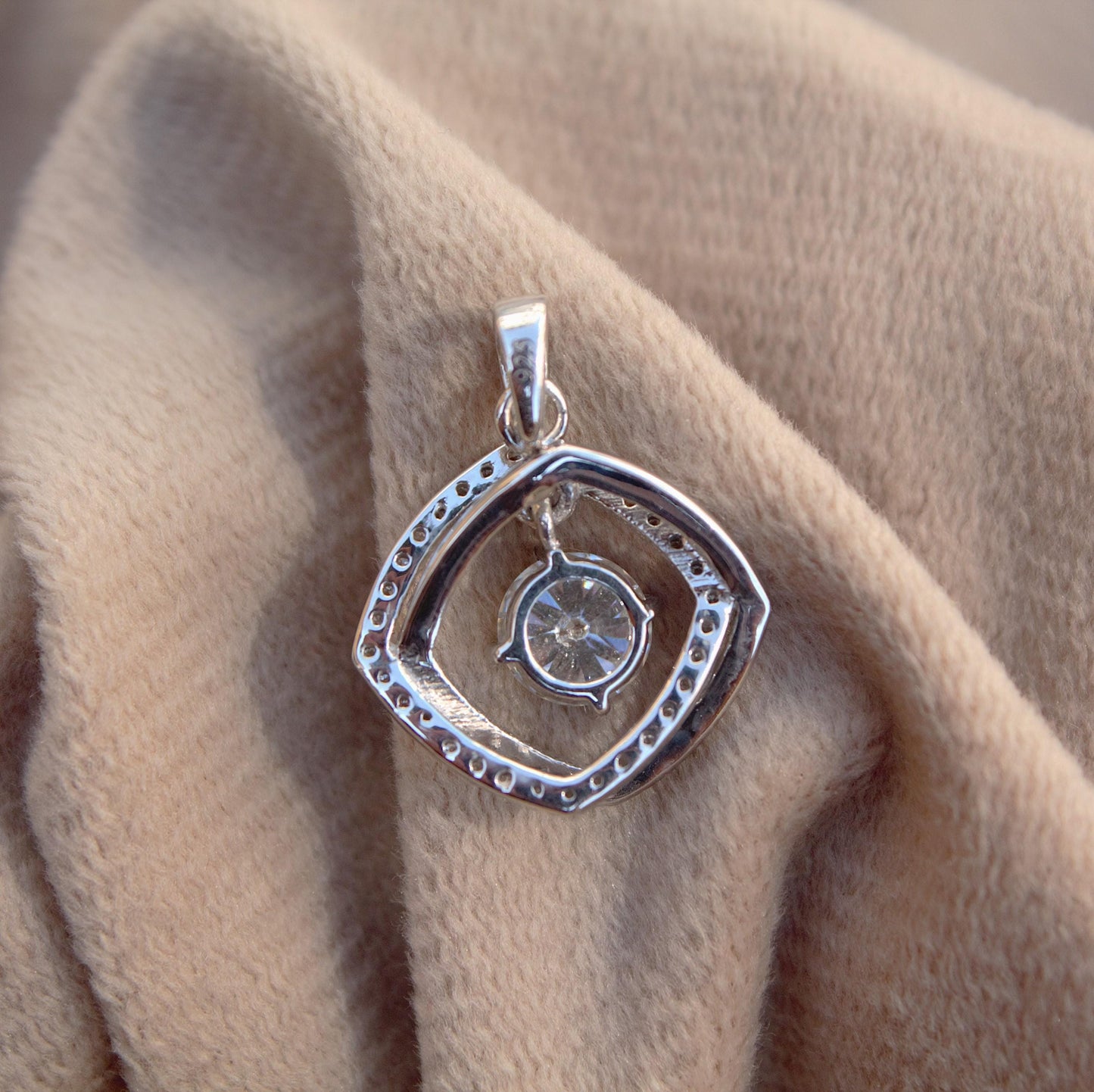 Shiny Moissanite Round Cut Prong Set Pendant, 925 Sterling Silver Pendant for Her, Minimalist Silver Pendant, Silver Charm Dainty Pendant