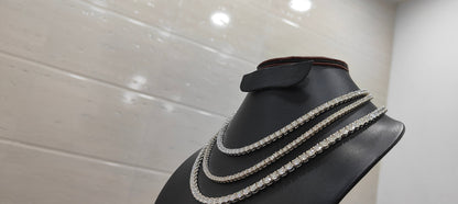 Solid Gold Moissanite Tennis Necklace, 4 mm Moissanite Jewelry, Elegant Wedding Necklace, Round Cut Necklace for Women, Engagement Jewelry