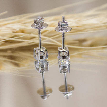 Diamond Stud Earrings, 14K Gold Minimalist Earrings, Lab Grown Diamond Round Earrings, Solid Gold Dainty Stud Earrings, Gift for Her