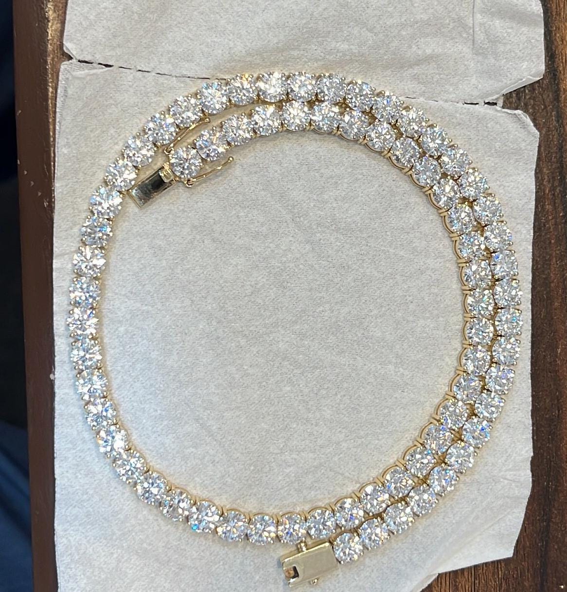 Solid Gold Moissanite Tennis Necklace, Elegant Necklace, Iced Out Necklace, Infinity Chain Necklace, Miami Necklace, 6 MM Moissanite Jewelry