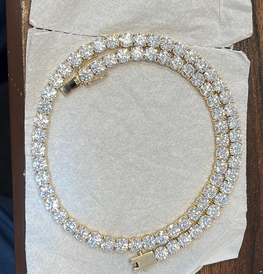 Solid Gold Moissanite Tennis Necklace, Elegant Necklace, Iced Out Necklace, Infinity Chain Necklace, Miami Necklace, 6 MM Moissanite Jewelry