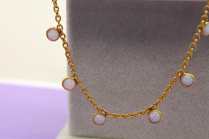 Opal Charm Necklace For Gift, Dainty Opal Jewelry, October Birthstone Necklace, 925 Sterling Silver Necklace for Wife, Opal Charm Necklace