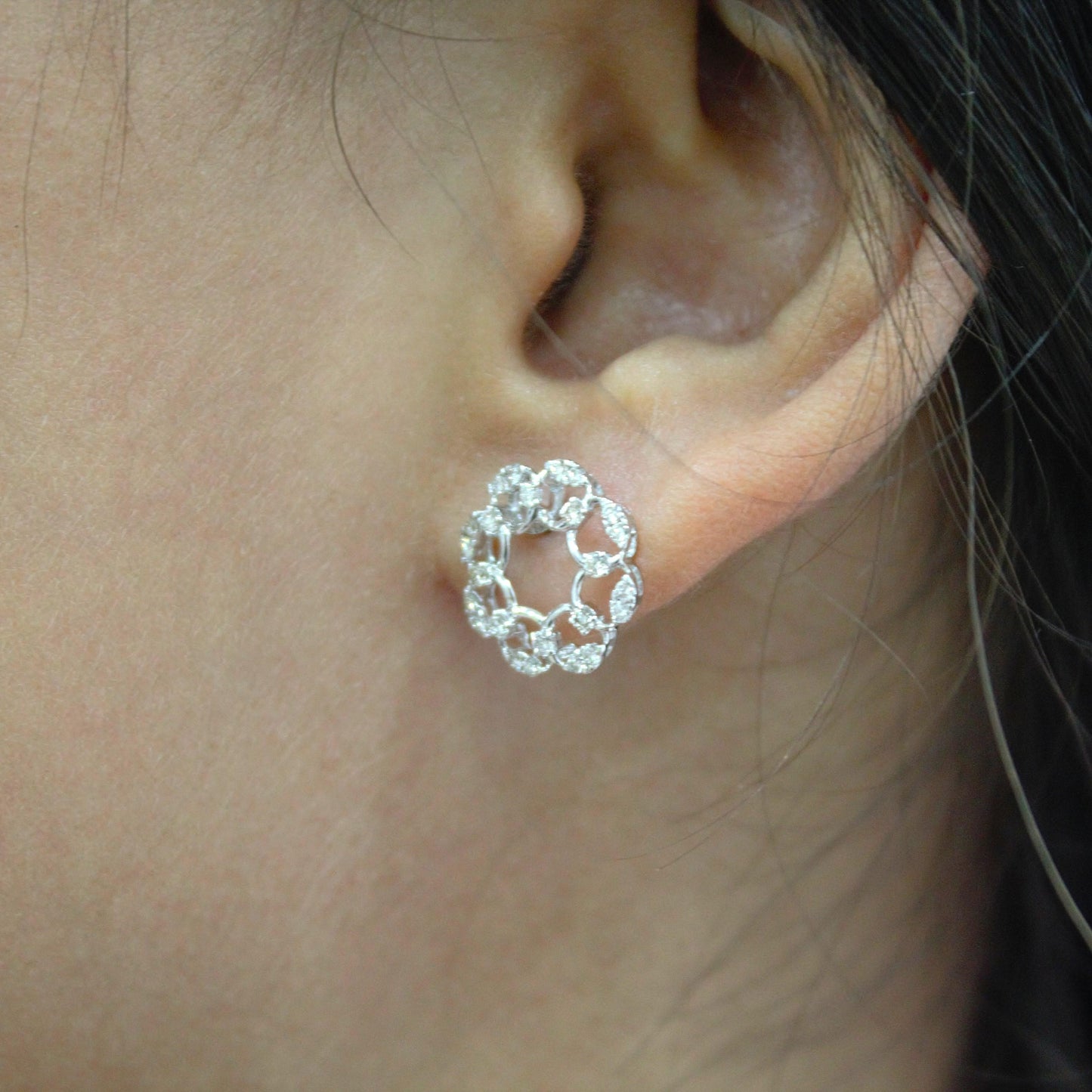 Diamond Jewelry Set in Solid 18k White Gold, Minimalist Pendant Necklace with Stud Earrings, IGI Certified Jewelry, Perfect Gift for Bride