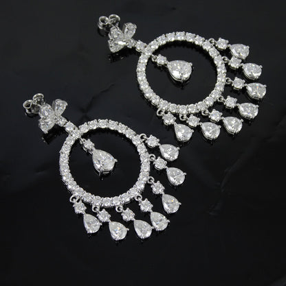 Moissanite Dangle Earrings, Dangling Earrings For Her, 925 Sterling Silver Jewelry, Elegant Moissanite Silver Dangle Earring, Gift For Wife