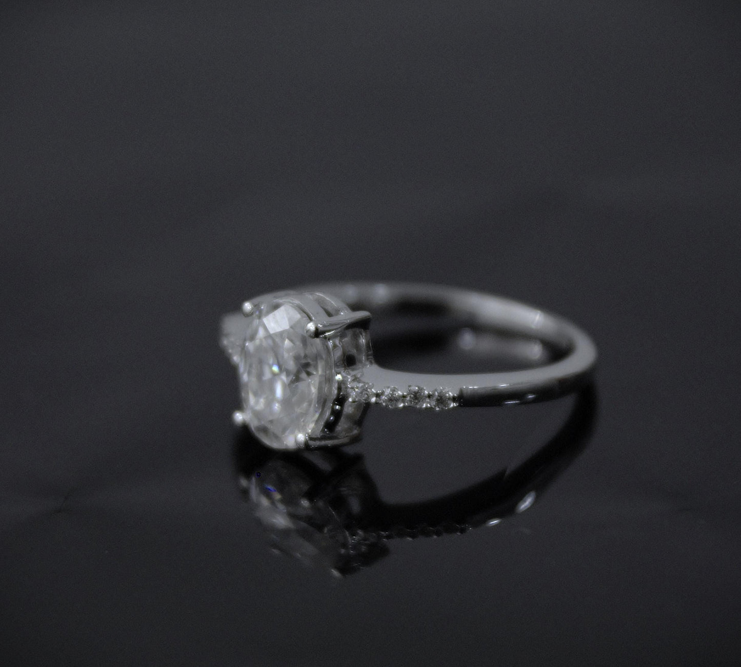 Oval Cut Moissanite Ring, Lightweight Silver Ring for Girlfriend, Minimalist Moissanite Ring, Daily Wear Silver Ring, Cluster Silver Ring