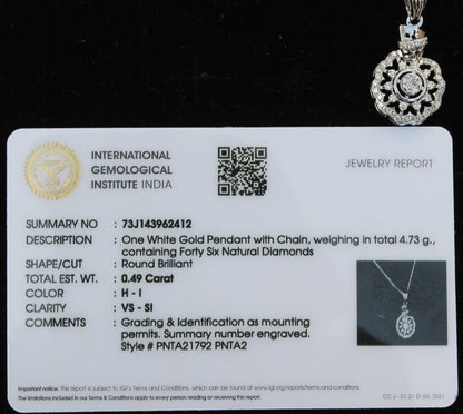 Real Diamond Jewelry Set For Her, IGI Certified Diamond Necklace with Earrings, White Gold Floral Necklace Earring Set, Gift For Special One