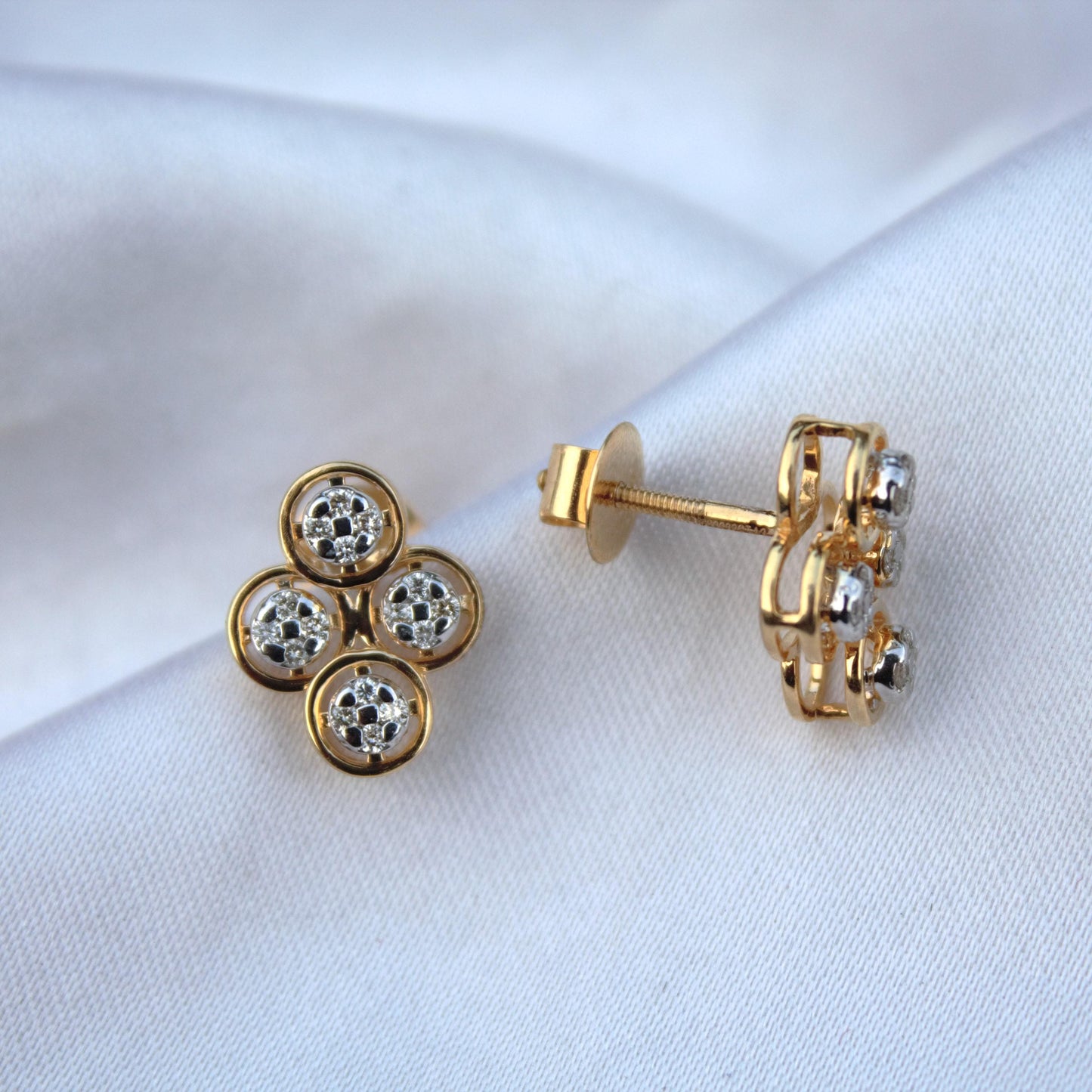 18k Gold Diamond Necklace Earring Set, Classic Handmade Bridal Jewelry Set, Designer Wedding Gift, Real Diamond Pendant with Stud Earrings