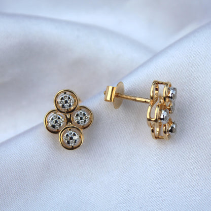 18k Gold Diamond Necklace Earring Set, Classic Handmade Bridal Jewelry Set, Designer Wedding Gift, Real Diamond Pendant with Stud Earrings