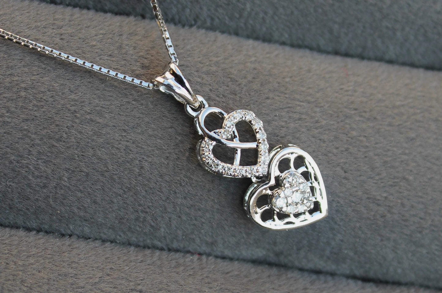 Heart Shape White Gold Pendant Earrings Set, Perfect Gift For Valentines Day, Natural Diamond Gold Jewelry Set, 18k Gold Pendant With Chain