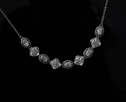 925 Solid Sterling Silver Moissanite Necklace, Minimalist Chain Necklace for Women, White Moissanite Jewelry, Handmade Silver Necklace Gift