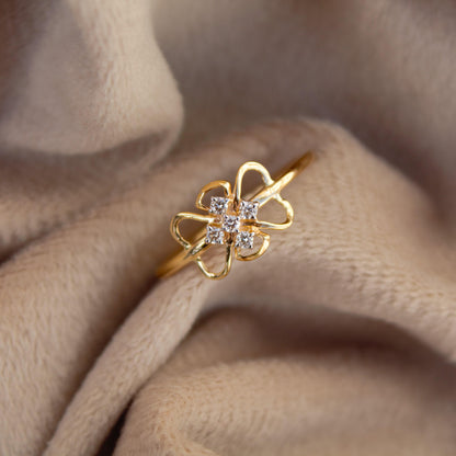 18K Solid Gold Jewelry, Lightweight Natural Diamond Gold Ring, Delicate Gold Ring For Birthday Gift, HI Color SI Clarity Diamond Pretty Ring