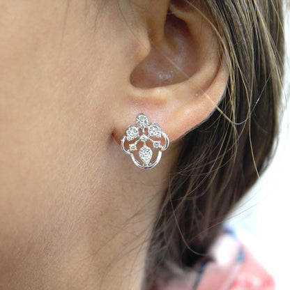 Natural Diamond Jewelry Set in Solid 18k Gold, Designer Pendant Necklace with Stud Earrings, IGI Certified Jewelry, White Gold Jewelry Gift