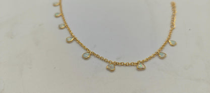 Opal Heart Necklace, Dainty Opal Jewelry, October Birthstone Necklace, 925 Sterling Silver Necklace for Women, Minimalist Necklace For Gift