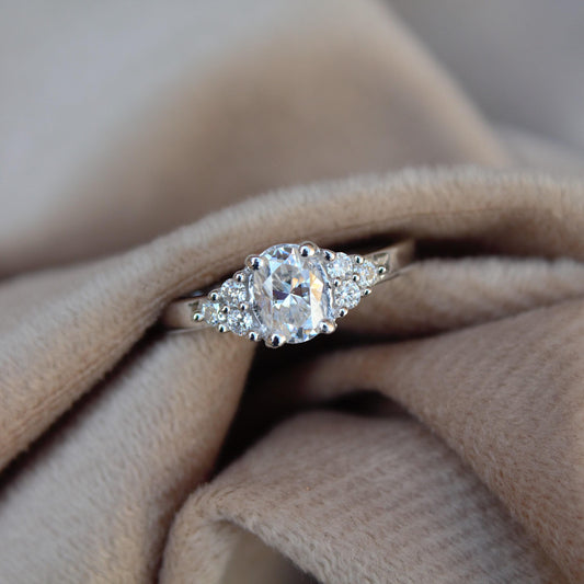 Solitaire Oval Moissanite Ring in 925 Sterling Silver, Dainty Silver Ring, Handmade Ring for Women, Classic Silver Ring for Anniversary Gift