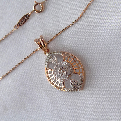 Rose Gold Pendant Earring Set, 18k Solid Gold Diamond Jewelry, Real Diamond Necklace with Stud Earrings, IGI Certified Diamond Jewelry Gift