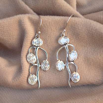 Drop & Dangle Earrings, 925 Silver Moissanite Earring for Women, Bezel Setting Silver Earrings, Victorian Look Silver Earring for Girlfriend