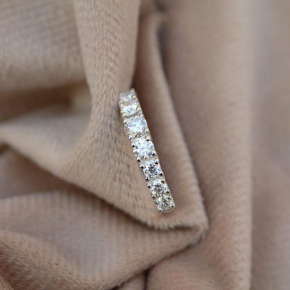 Half Eternity Ring Band in 925 Sterling Silver, Colorless Moissanite Ring, Round Cut Stone Ring for Women, Wedding/Engagement Eternity Band