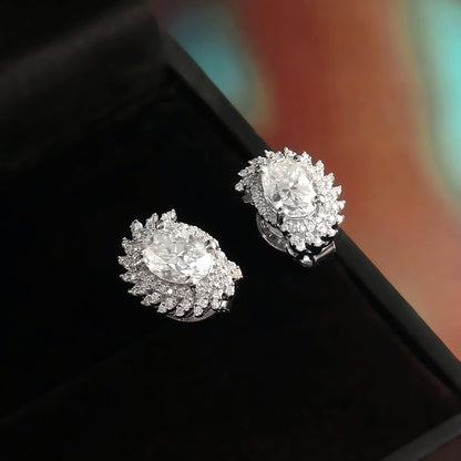 Oval Cut Moissanite Earrings, Solid White Gold Studs Earrings, 10K, 14K, 18K Gold Earrings, Designer Jewelry for Wife, Anniversary Gift