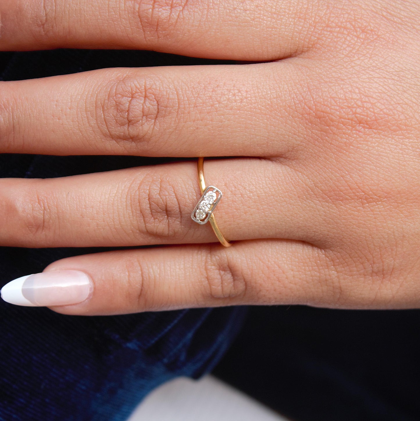 18K Solid Gold Dainty Ring, H-I Color SI Clarity Diamond Gold Ring, Natural Diamond Gold Jewelry, IGI Certified Gold Diamond Jewelry