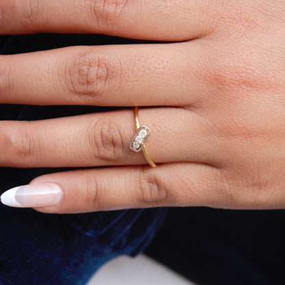 18K Solid Gold Dainty Ring, H-I Color SI Clarity Diamond Gold Ring, Natural Diamond Gold Jewelry, IGI Certified Gold Diamond Jewelry