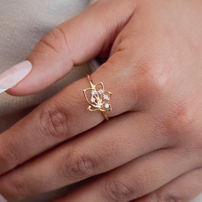 7 US Gold Ring, IGI Certified Diamond Jewelry, 0.08 Carat Natural Diamonds With IGI Certified Diamond Jewelry, Delicate Gold Ring For Gift