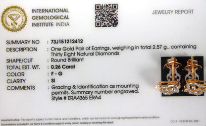 Real Diamond Pendant Necklace with Stud Earrings, 18K Gold Necklace Earring Set, IGI Certified Natural Diamond Wedding Jewelry Set for Her