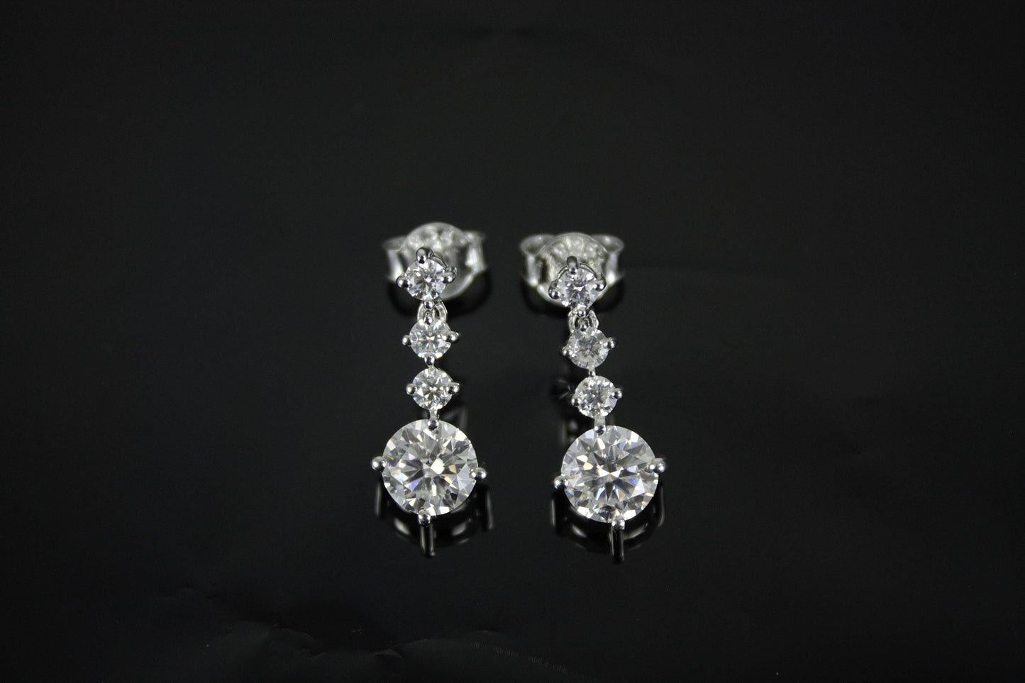 Round Cut Moissanite Silver Dangle Earrings, Push Back Silver Earrings, 925 Sterling Silver Handmade Earrings, Perfect Birthday Gift for Her