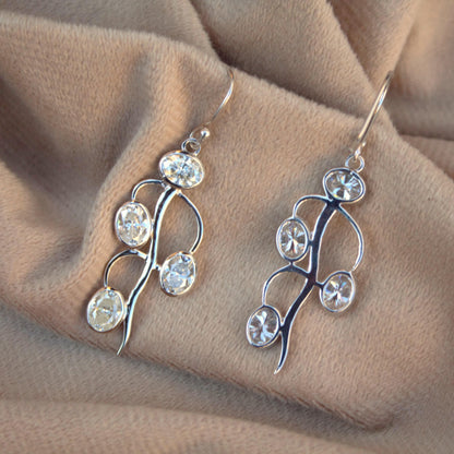 Drop & Dangle Earrings, 925 Silver Moissanite Earring for Women, Bezel Setting Silver Earrings, Victorian Look Silver Earring for Girlfriend