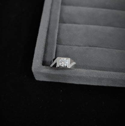 6.50 mm Moissanite Round Cut Ring, Wedding Ring For Men, Bezel Setting Ring US 8, Designer 925 Sterling Silver Men's Ring, New Year's Gift