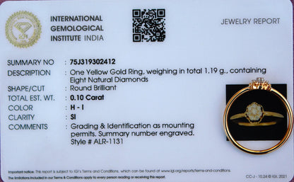 Round Melee Natural Diamond Ring For Birthday Gift, 18K Solid Gold Jewelry, Affordable Gold Ring, Real Gold Lightweight Jewelry For Gift